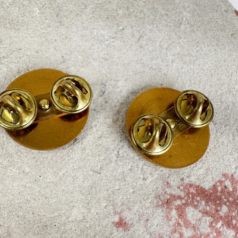 Vintage Lot‎ 2 Adjutant General's Corps Lapel Pins Shiny Gold Ballou Backs